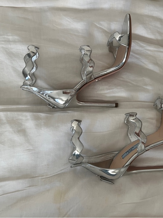 PRADA Silver Metallic Wavy Strap High Heel Sandals BNIB main image 0